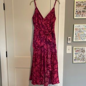 Vici Dolls- pink/purple Satin Floral Midi Dress